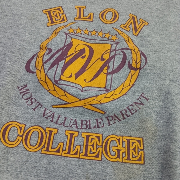 Vintage 90's Elon College MVP Grey Crewneck Sweatshirt Size Small - Picture 2 of 3